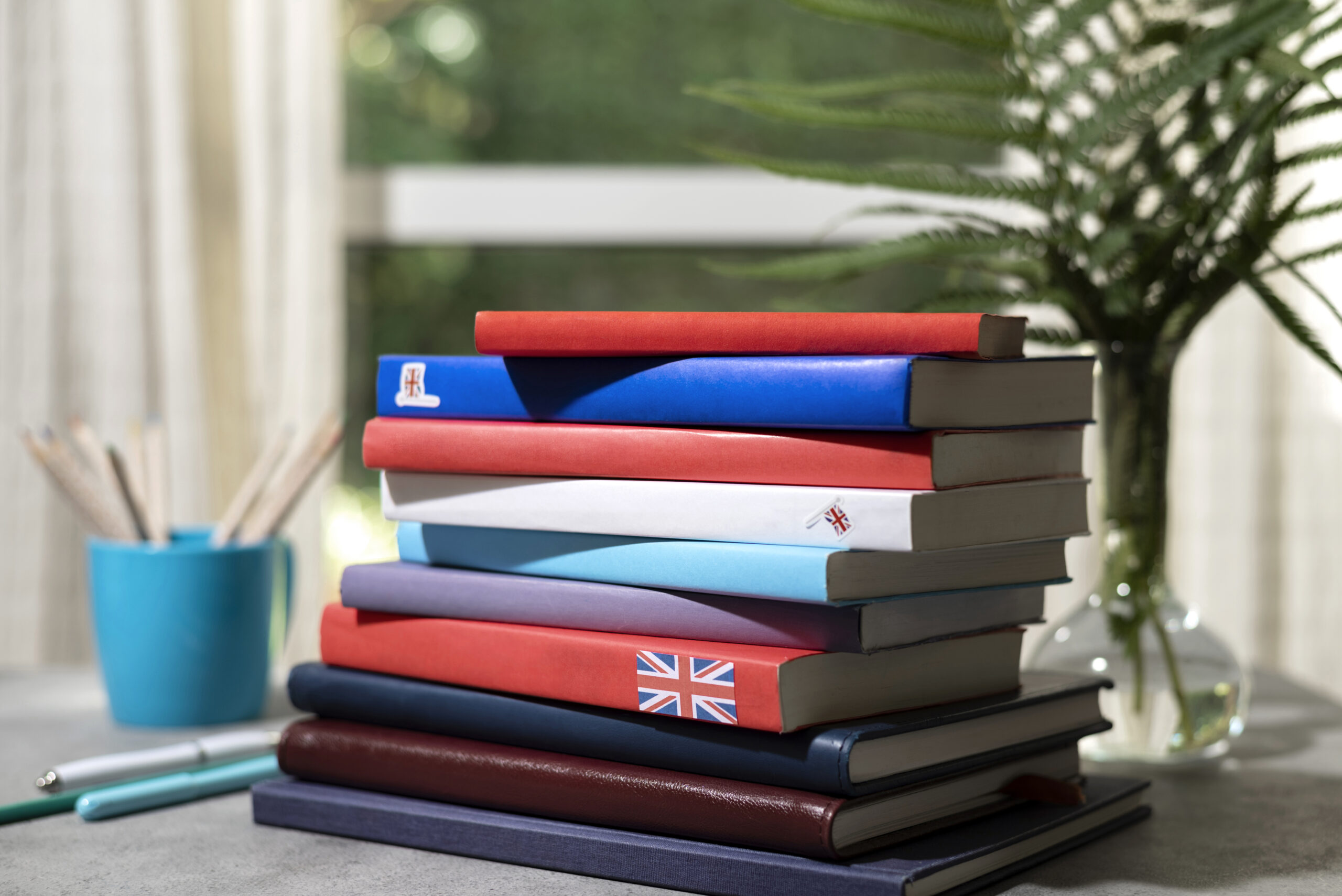 Libros de inglés en un espacio de estudio